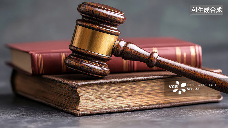 【AI数字艺术】桌面上的法律书籍和木槌图片素材