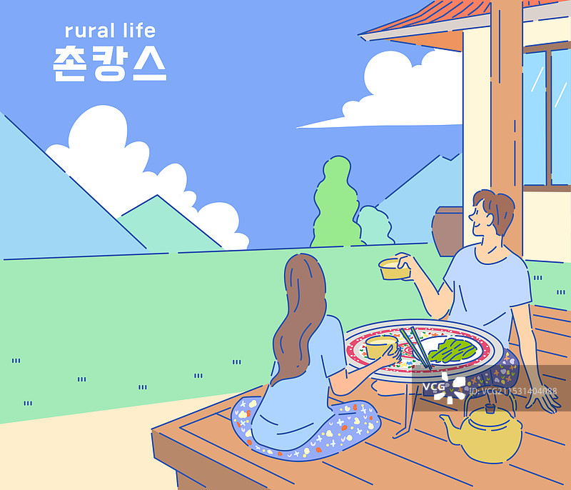 乡村度假，乡村风景，假期，旅行，韩屋，日常生活，米酒图片素材