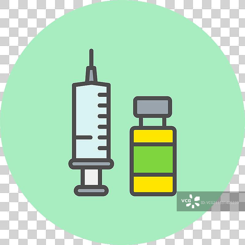 疫苗接种排队填充圆形图标图片素材