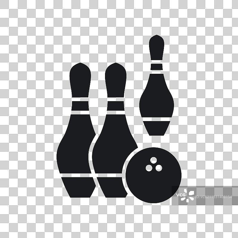 白色背景上的保龄球瓶和球的图标符号图片素材