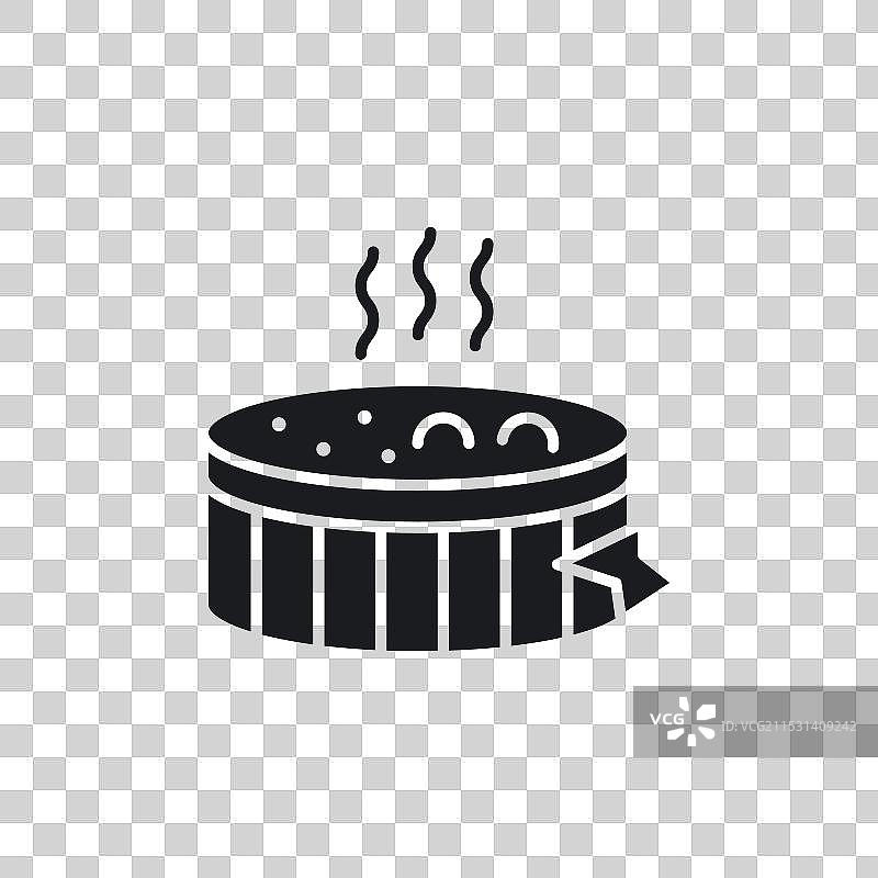 热水按摩浴缸图标符号在白色背景上图片素材