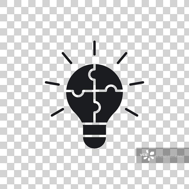 白色背景上的灯泡拼图图标符号图片素材