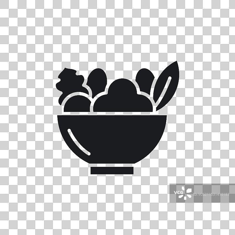 白色背景上的沙拉碗图标符号图片素材