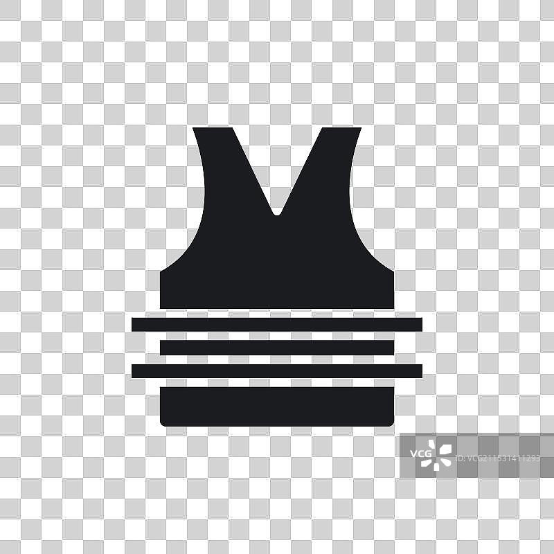 白色背景上的防弹背心图标符号图片素材