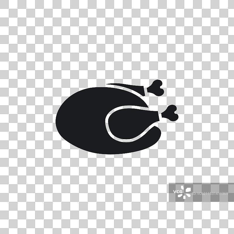 白色背景上的熟鸡肉图标符号图片素材