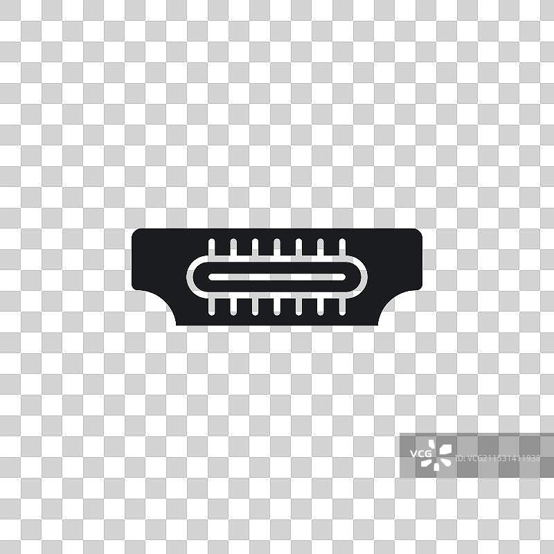 白色背景上的HDMI电缆图标符号图片素材