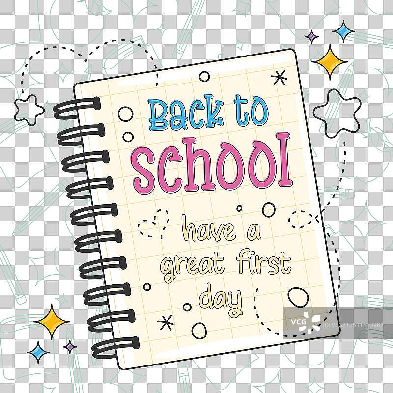 带有信息的返校螺旋笔记本图片素材