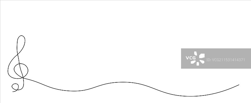 简约的高音谱号连续线条绘图图片素材