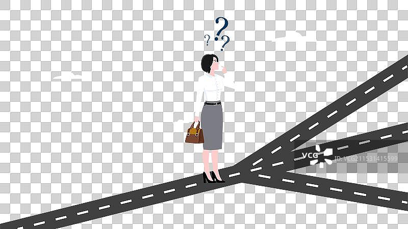 困惑的女商人正在确定职业道路图片素材