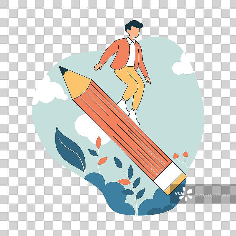 高中男生角色在冲浪图片素材