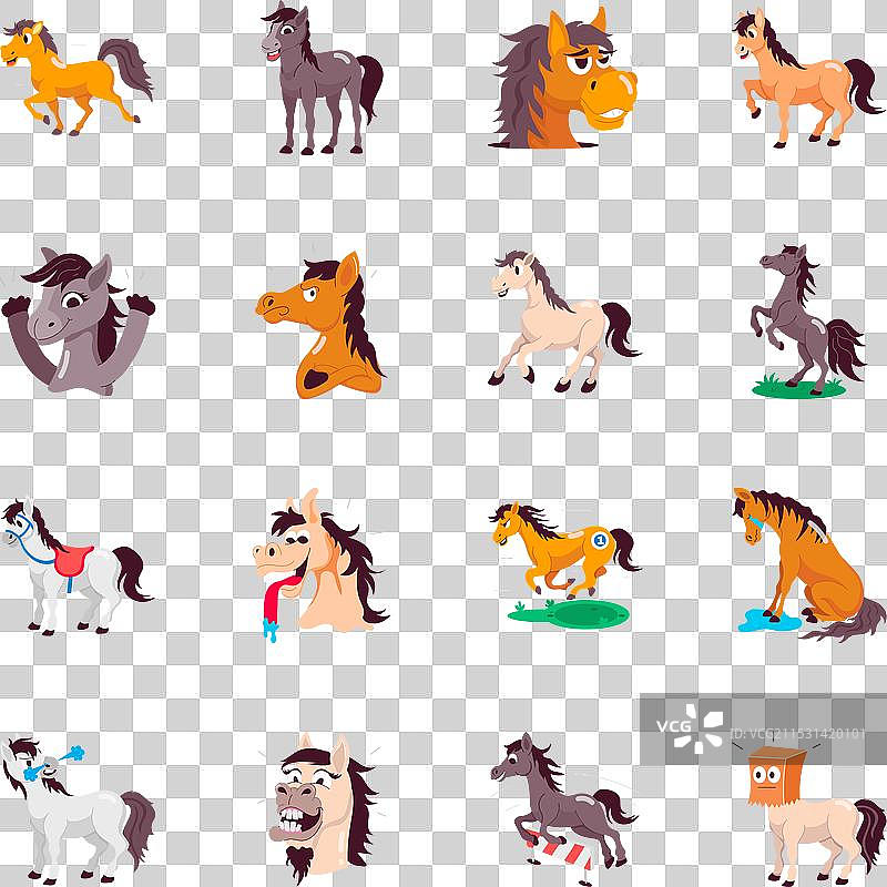 基本RGB可爱马卡通平面插图合集图片素材