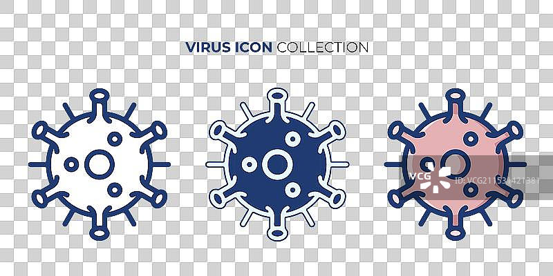 病毒图标集 线性轮廓病毒图标图片素材