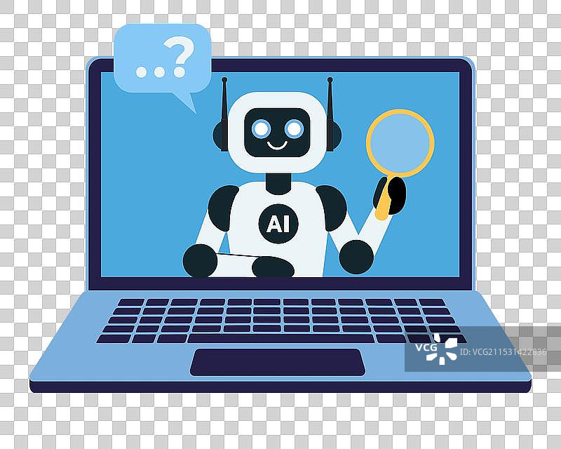 笔记本电脑显示器上的人工智能聊天机器人正在搜索图片素材