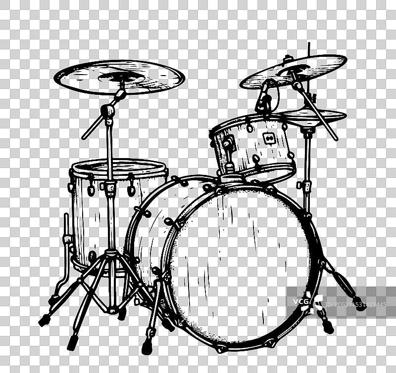 手绘的鼓组图片素材