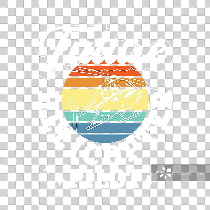 有趣的复古飞行员直升机T恤设计图片素材