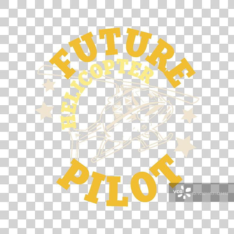 有趣的复古飞行员直升机T恤设计图片素材