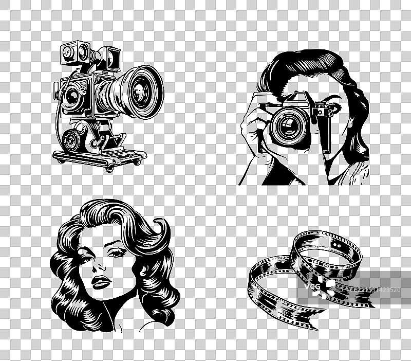 摄影师日的象征，摄影师与...图片素材