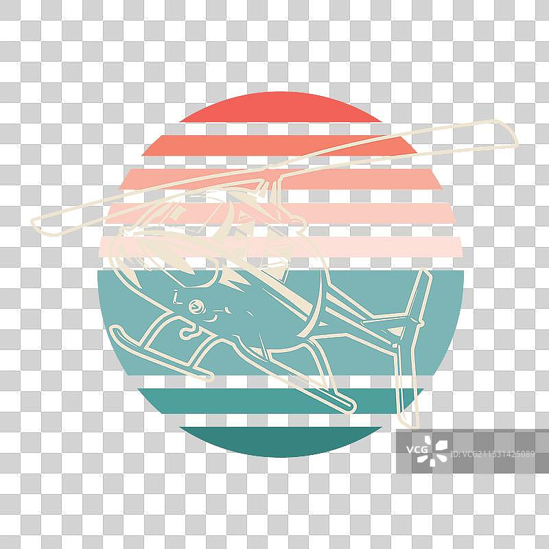 有趣的复古飞行员直升机T恤设计图片素材