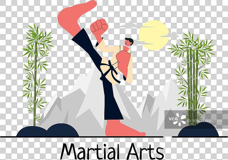 武术运动员做高踢腿动作图片素材