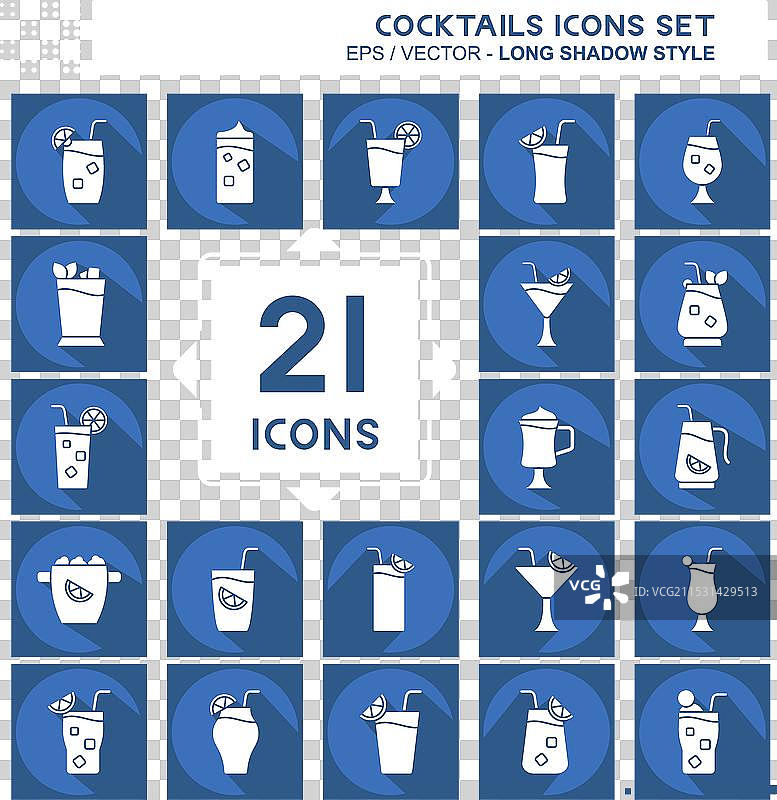 与餐厅相关的鸡尾酒图标集图片素材