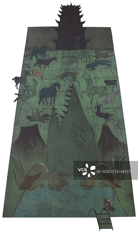 《西歌行·乐园》绝版木刻版画图片素材