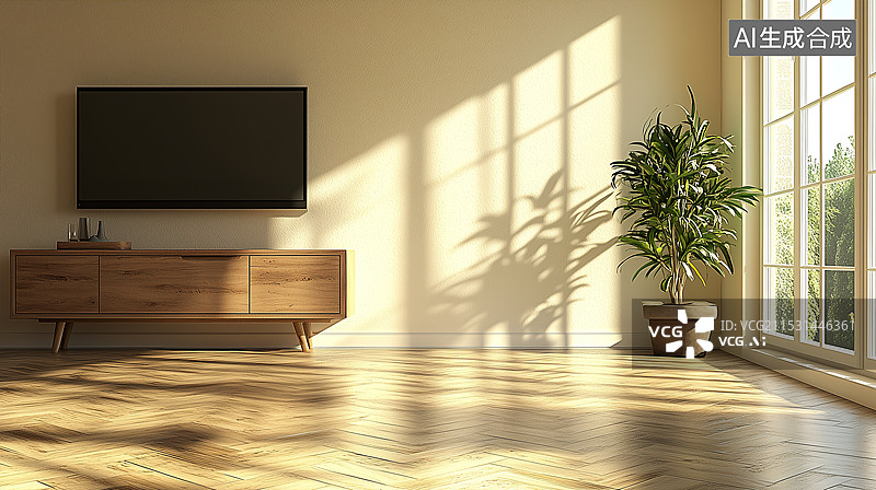 【AI数字艺术】室内样板房客厅电视柜设计图片素材