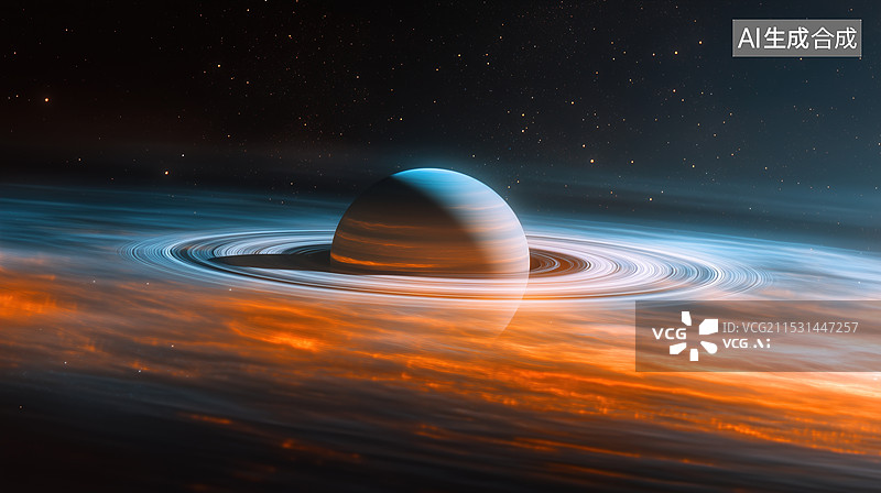 【AI数字艺术】星空中的星球和星球轨迹创意图片素材