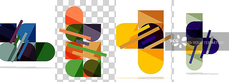 方形和圆形几何海报套装图片素材