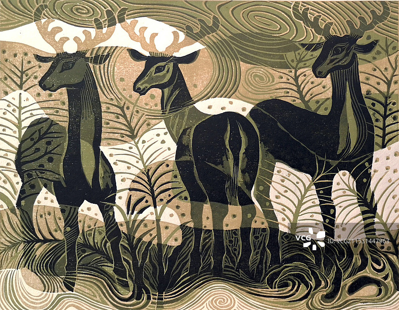 《春鸣》绝版木刻图片素材