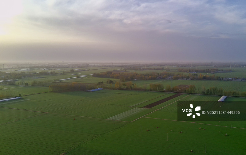 航拍华北平原上乡村田园风光图片素材