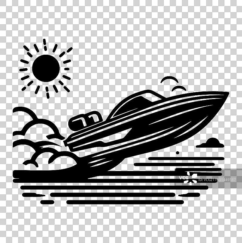 快艇图标剪影艺术图片素材