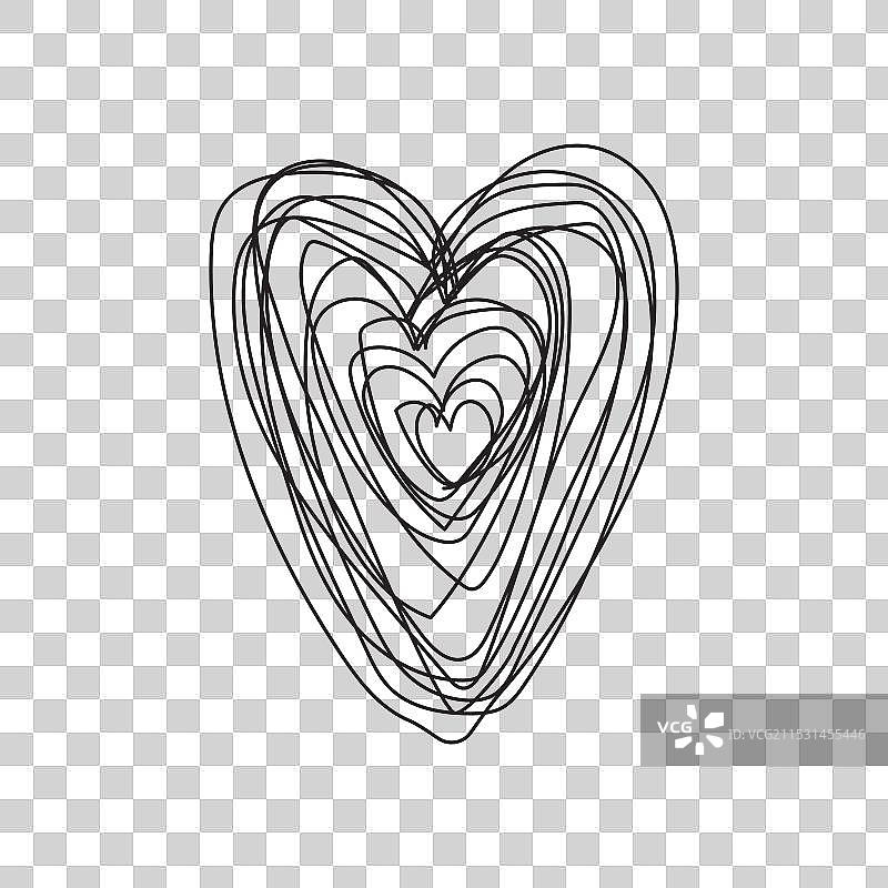 交织的涂鸦心形线条爱情表达图片素材