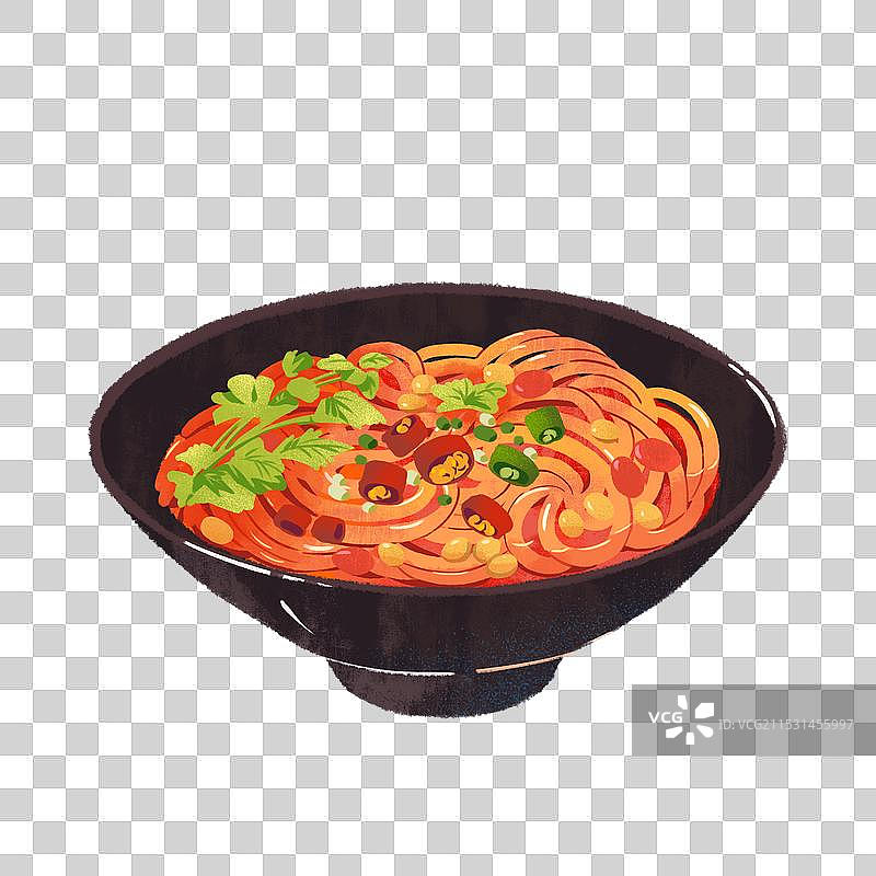 扁平风插画重庆美食一碗酸辣粉免抠元素图片素材