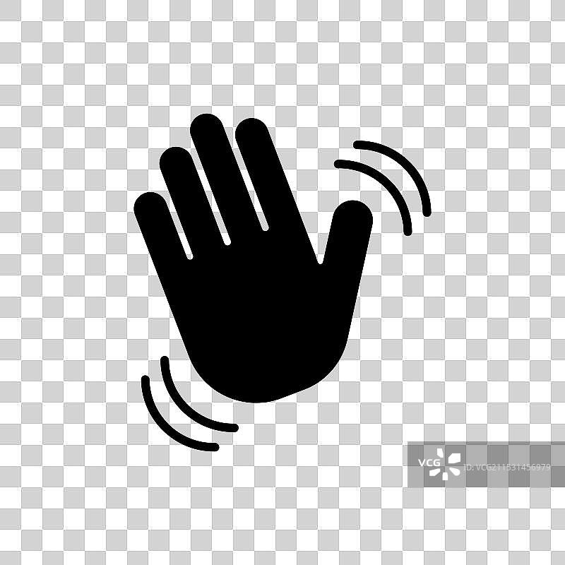 挥手图标黑色剪影手势信号图片素材