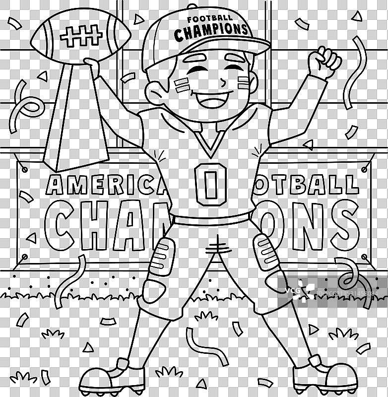 美国橄榄球赢得超级碗的涂色页图片素材