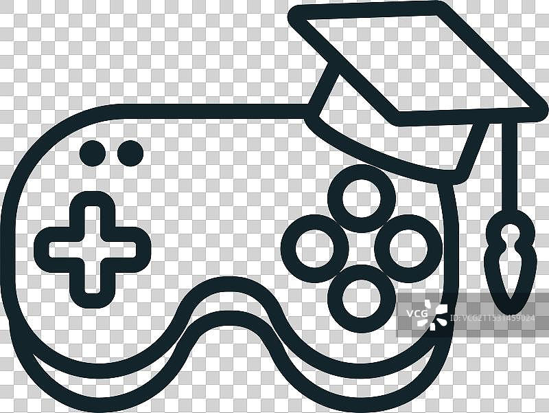毕业帽放在游戏控制器图标上图片素材