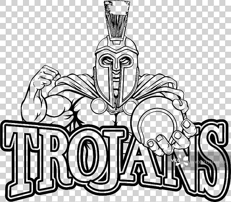 斯巴达特洛伊网球运动吉祥物图片素材