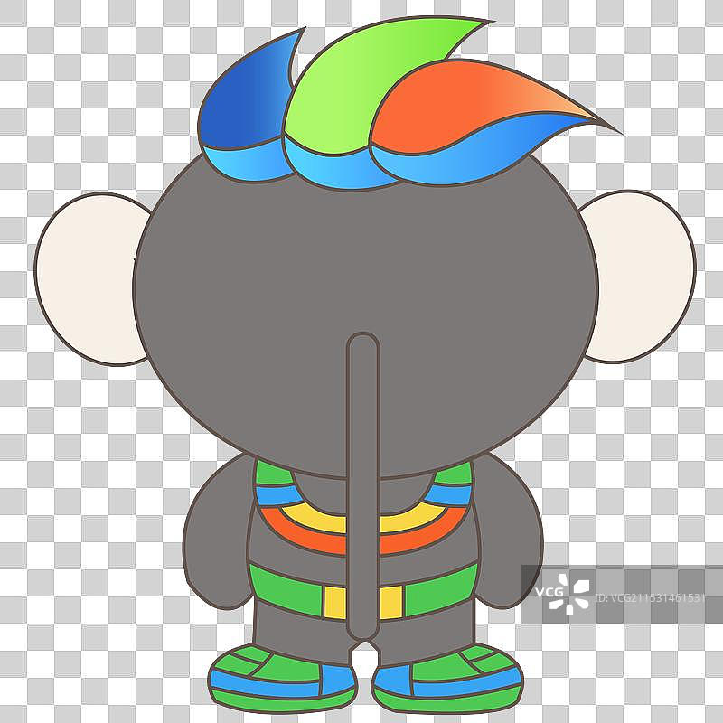 吉祥物追风风背视图图片素材