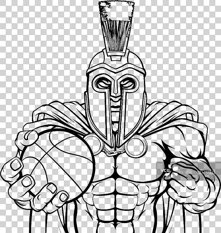 斯巴达特洛伊篮球运动吉祥物图片素材