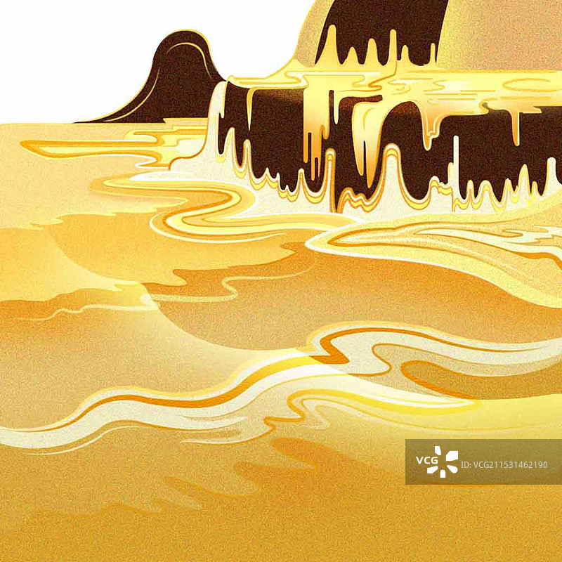 黄河沿岸，抽象元素插画图片素材