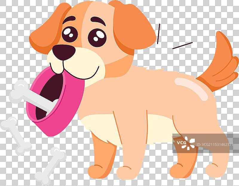 基本的RGB卡通风格狗碗贴纸，带有骨头图片素材