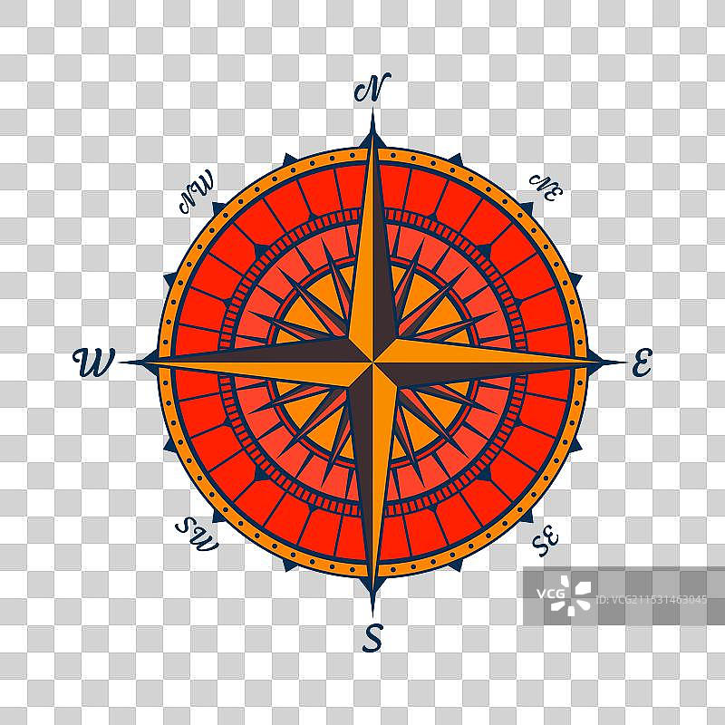 复古海洋风玫瑰航海图，色彩丰富图片素材