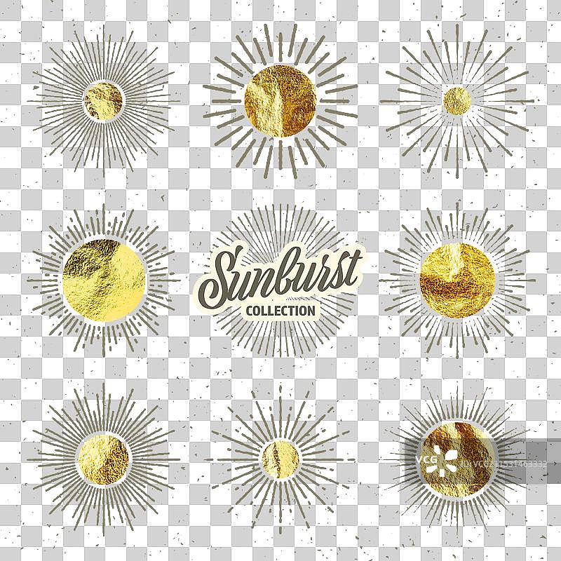 复古磨损的阳光辐射日落光束金箔图片素材