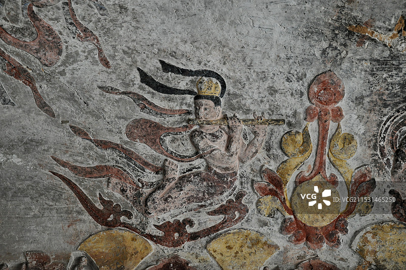 响堂山石窟飞天壁画图片素材