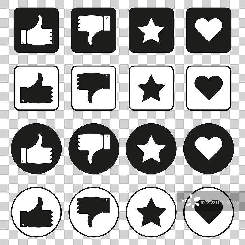 社交媒体反馈图标：喜欢和不喜欢图片素材