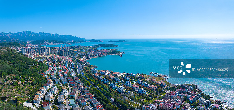 山东青岛崂山区海岸线风景图片素材