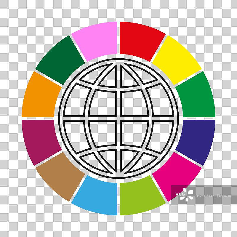 多彩地球分段图标团结与图片素材