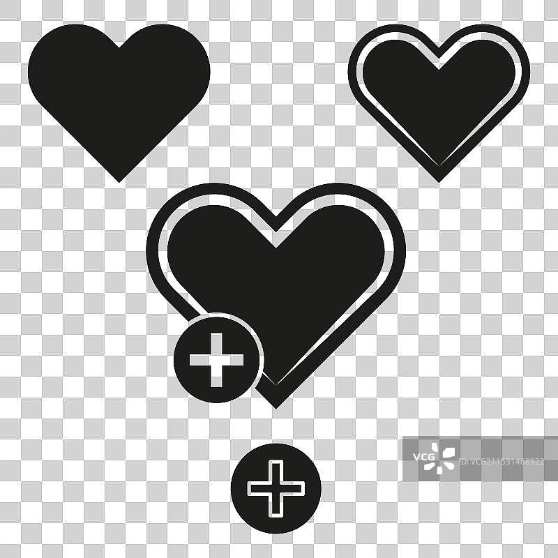 黑色的心形和加号图标医疗符号图片素材