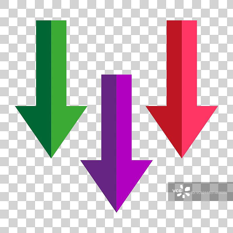 五颜六色的箭头指向下方图片素材