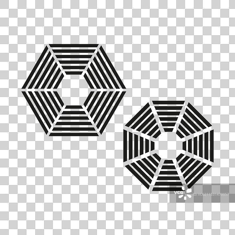 光学图标几何六边形形状黑色和图片素材